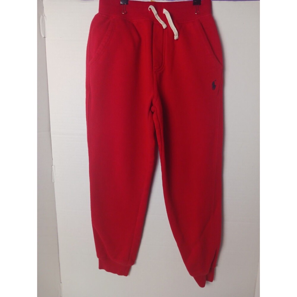 Polo Ralph Lauren Boys Red Jogger Pants Size 8 Drawstring Elastic Waist Pockets